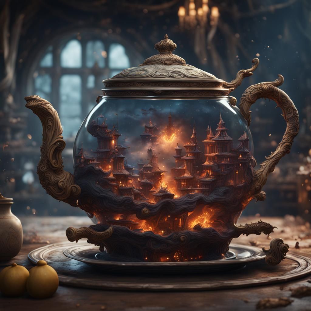 Fantastical Tempest in a Teapot, Detailed Matte Painting