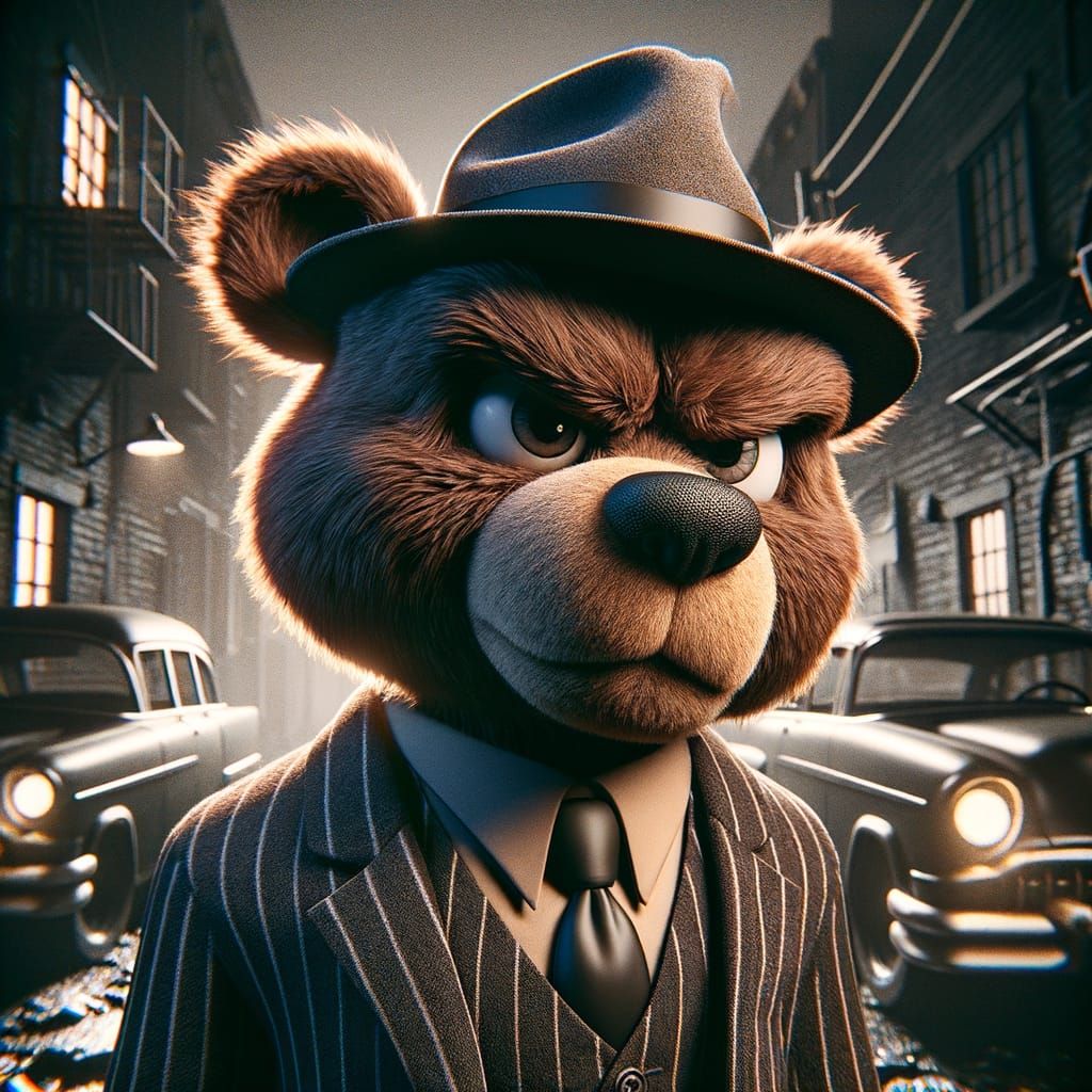 Gangster Bear Avatar in 3D Cartoon Style