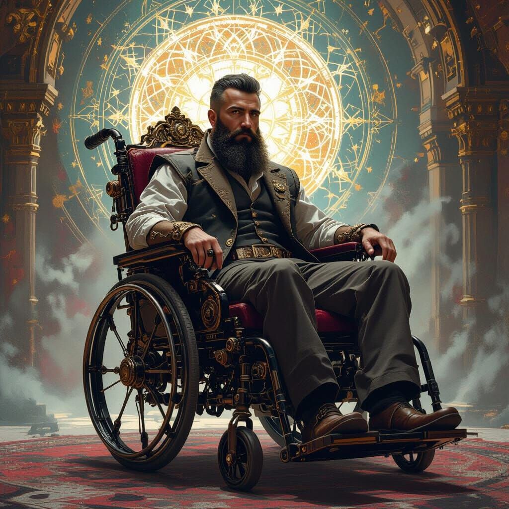 Steampunk Wheelchair: Turkish Man in Ornate Design