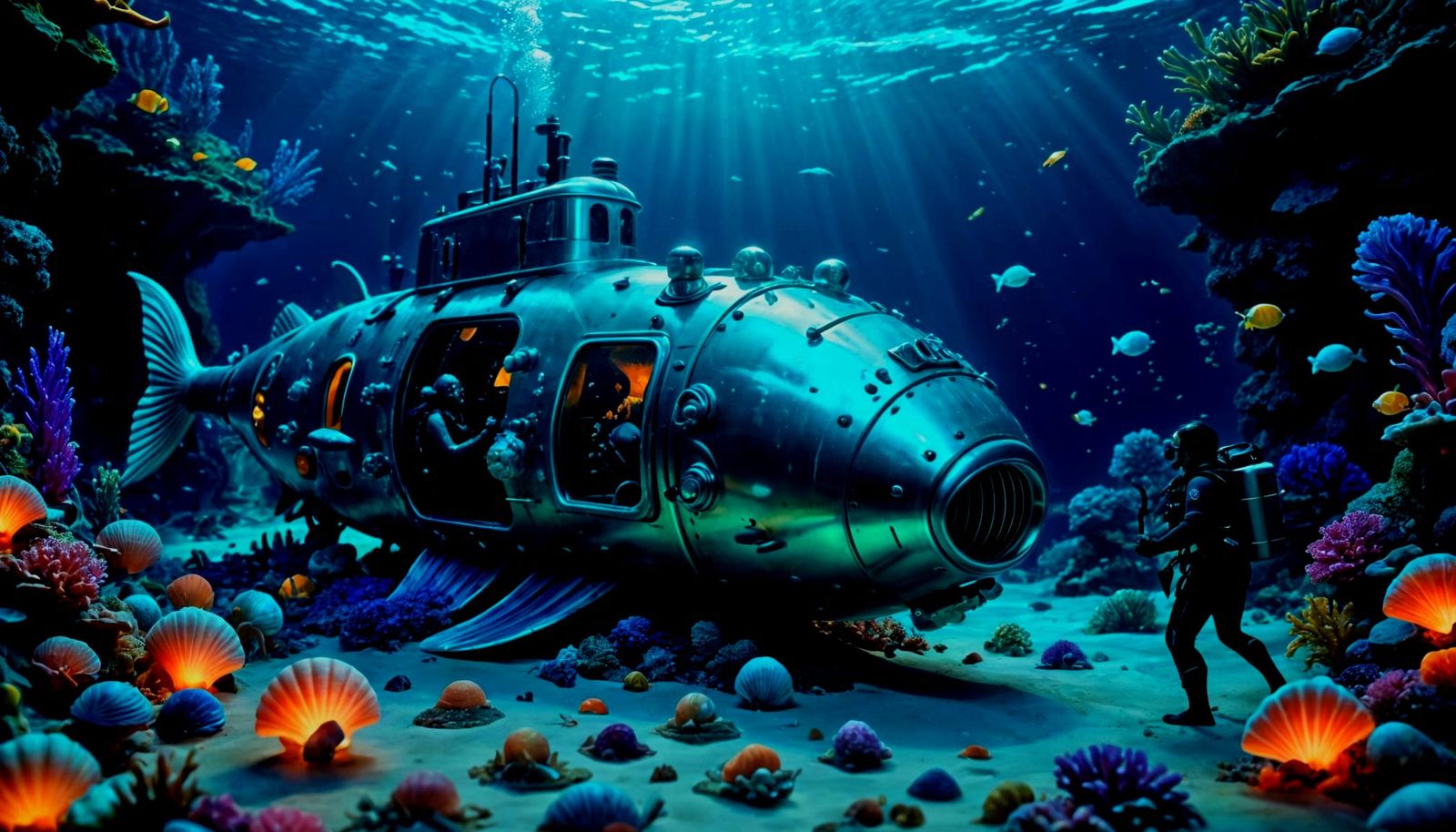 Underwater Metropolis Unveiled in Holographic Harmony