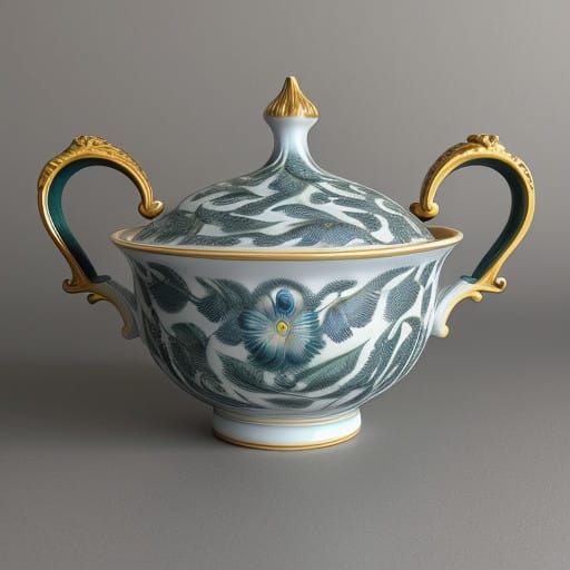 Elegant Porcelain Peacock Tureen in Cinematic Style