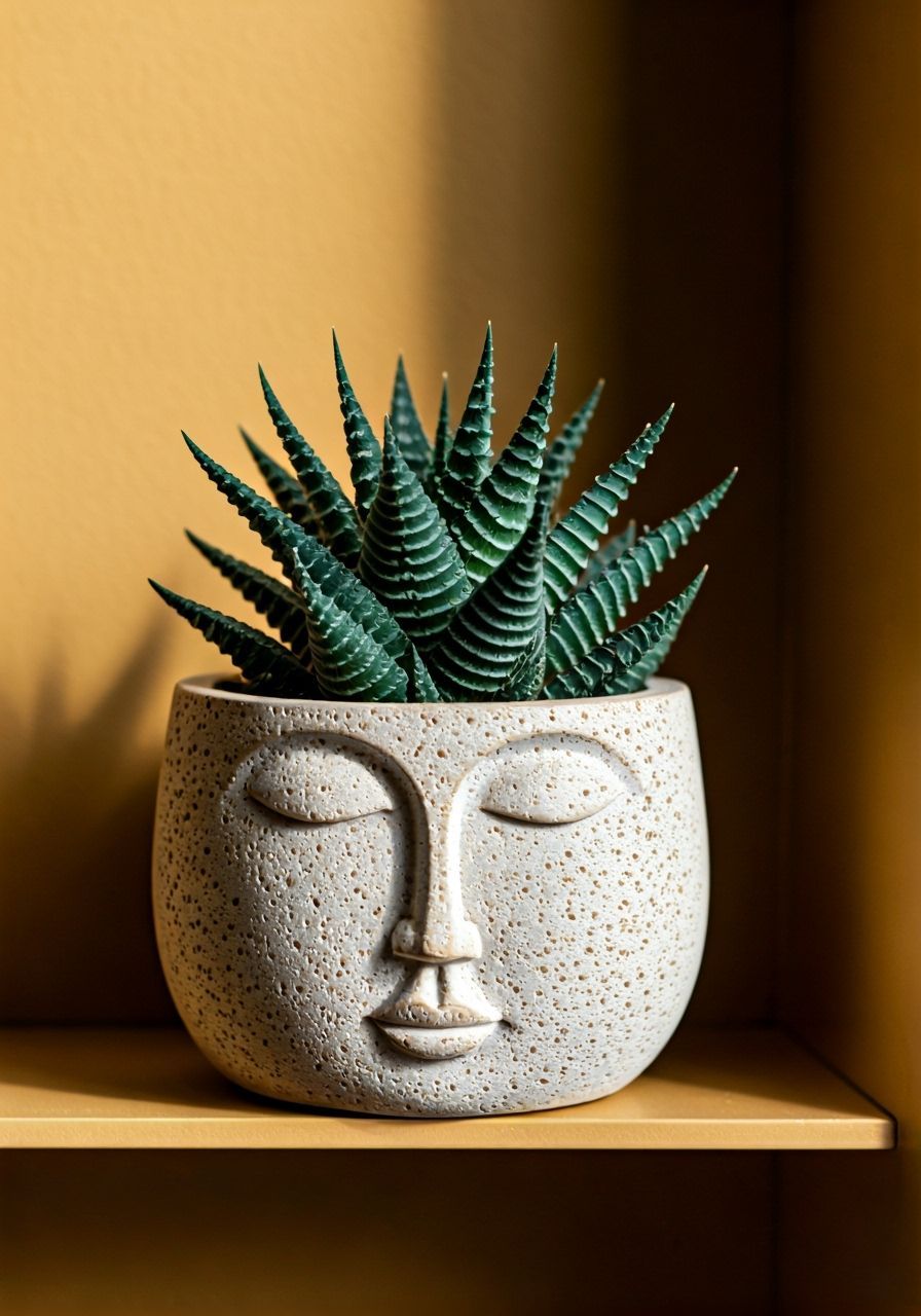 Burro's Tail Succulent in Elegant Stone Face Pot