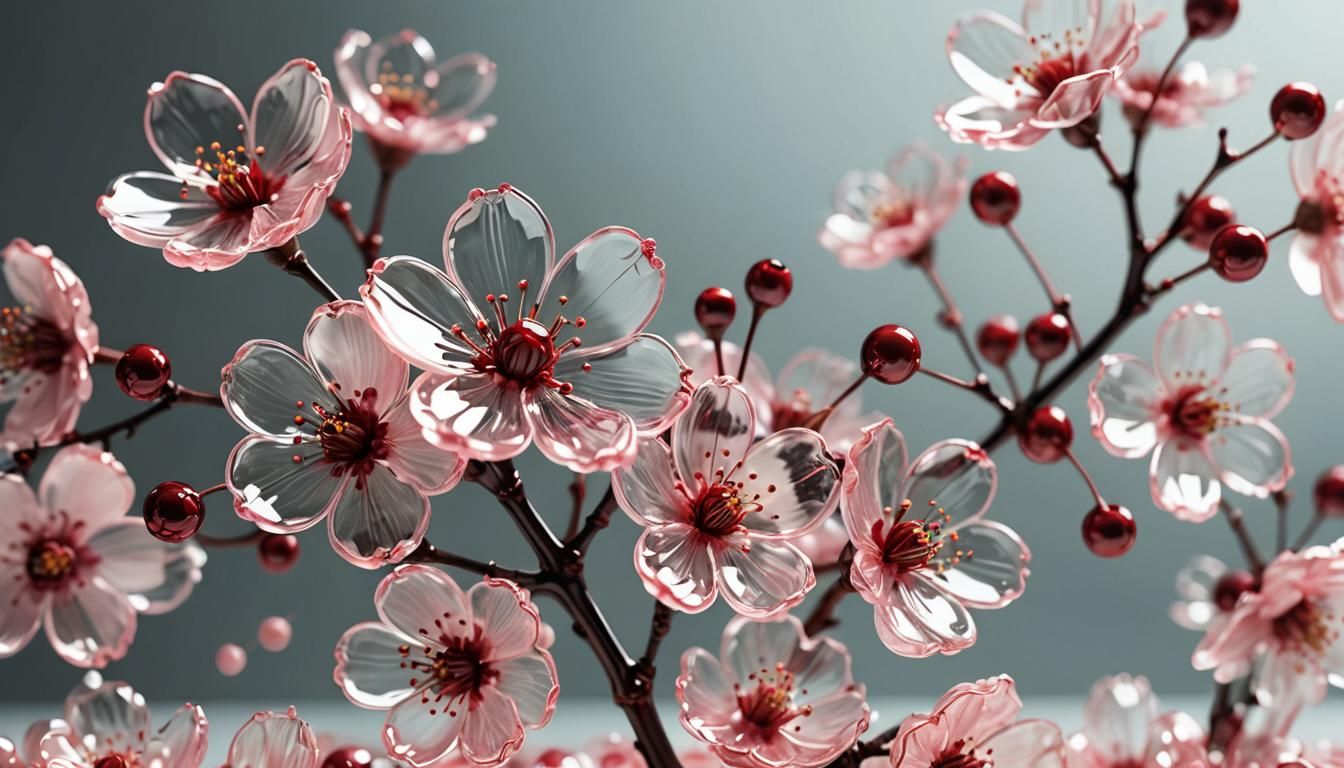 Glass Cherry Blossom Macro Photograph
