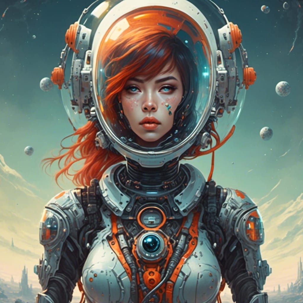 Futuristic Asian Android Astronaut in Digital Art