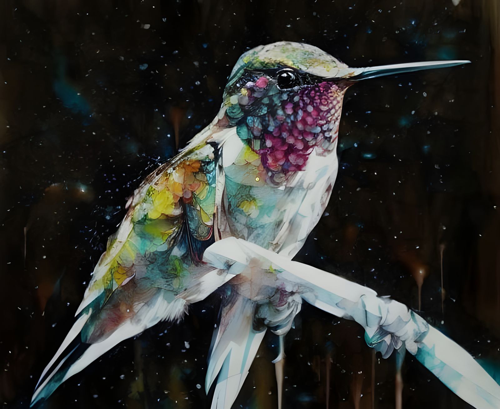 Photorealistic Hummingbird Portrait in Vibrant Colors
