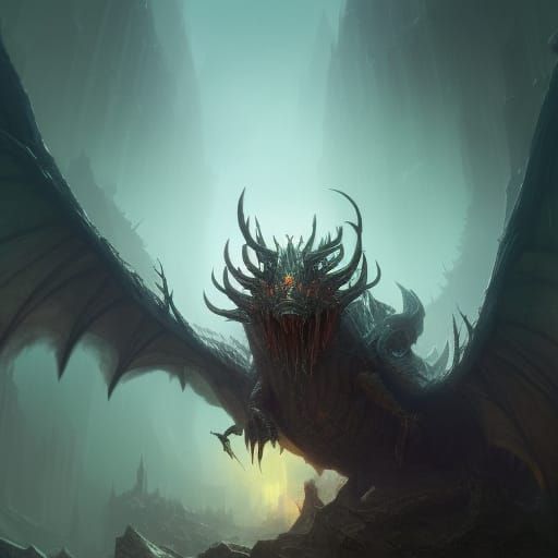 Dragon in Liminal Space: Dark Fantasy Art