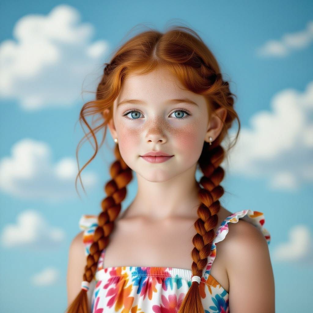 Vibrant Portrait of Red-Haired Girl in Photography Style