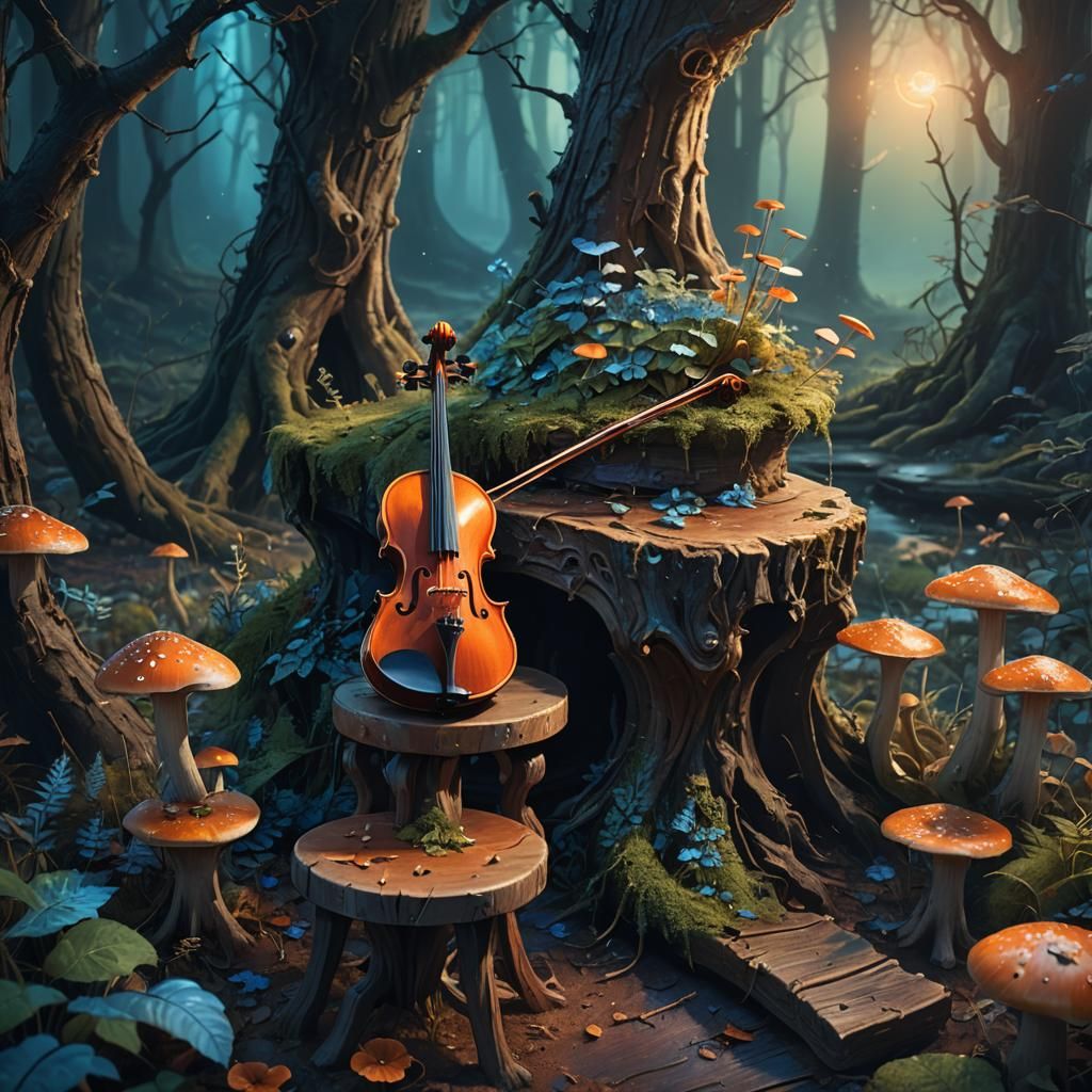 Violin in Mystical Forest Concept Art