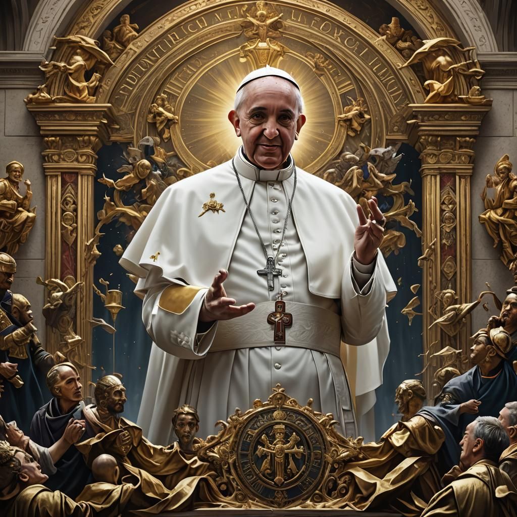 Pope Francis T-Shirt Design in Detailed Matte Style