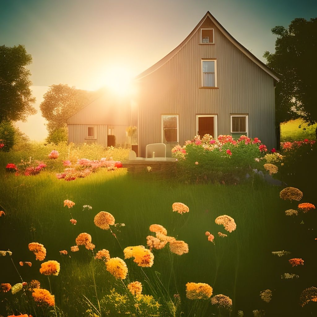 Picturesque Farmhouse in Golden Light
