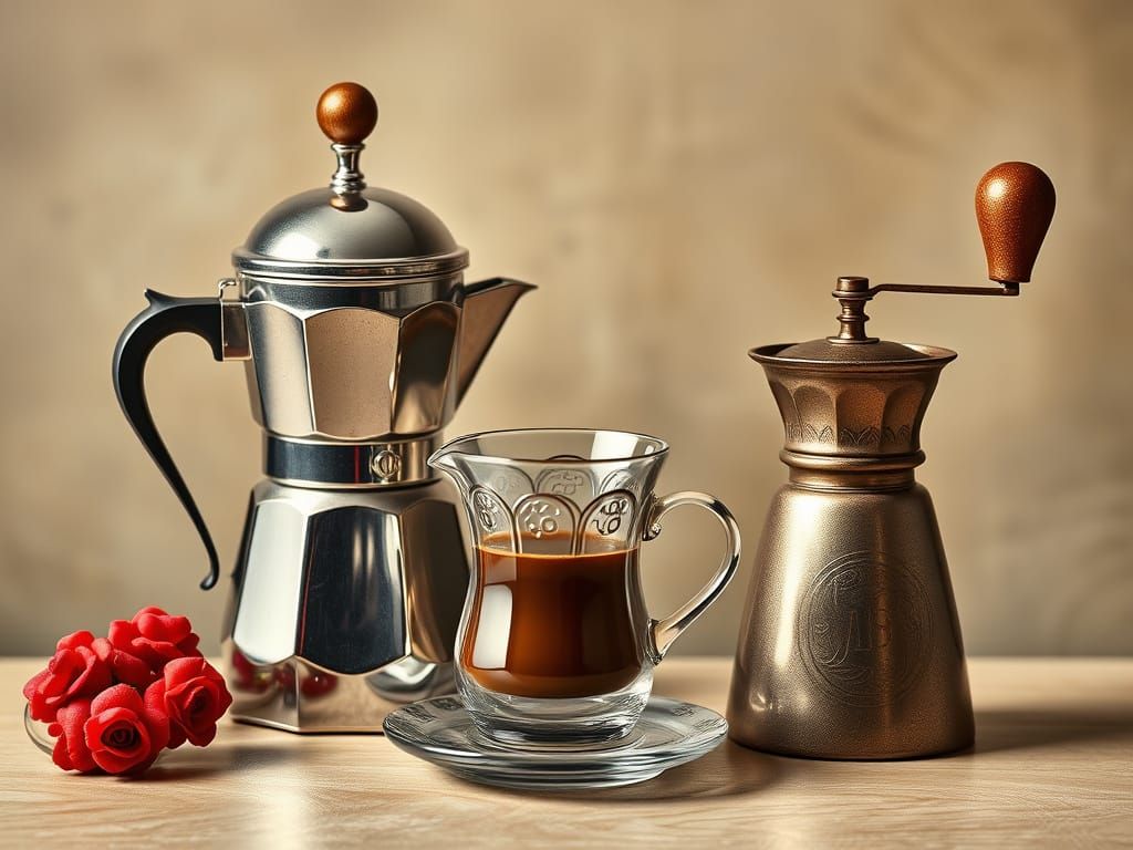 Art Deco Coffee Set: Pot and Grinder