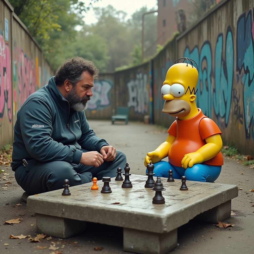 Roadman vs Homer Simpson in Gritty Urban Chess Match