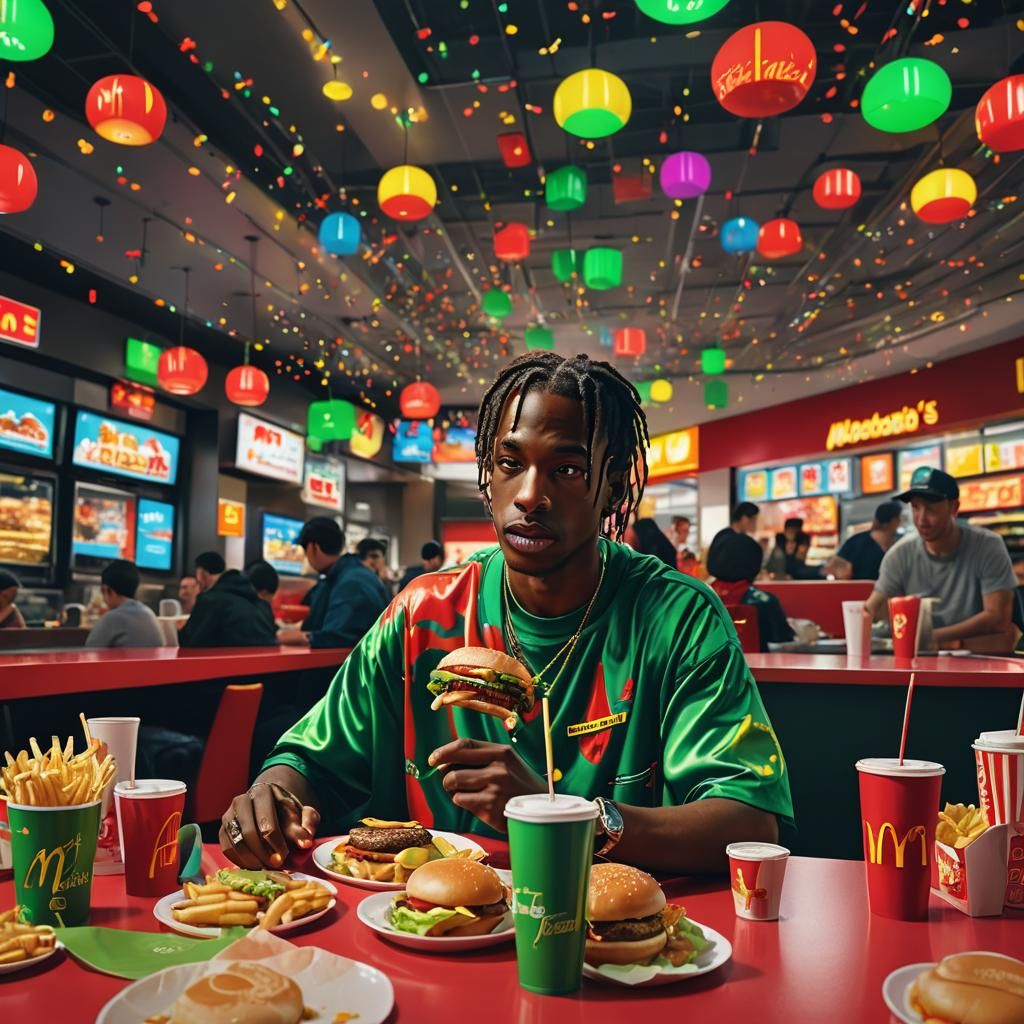 Travis Scott at McDonald's: Vibrant Digital Art