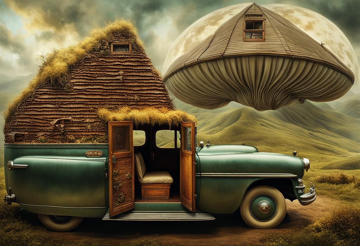 Magical Realism Image with Prism and Biological Elements