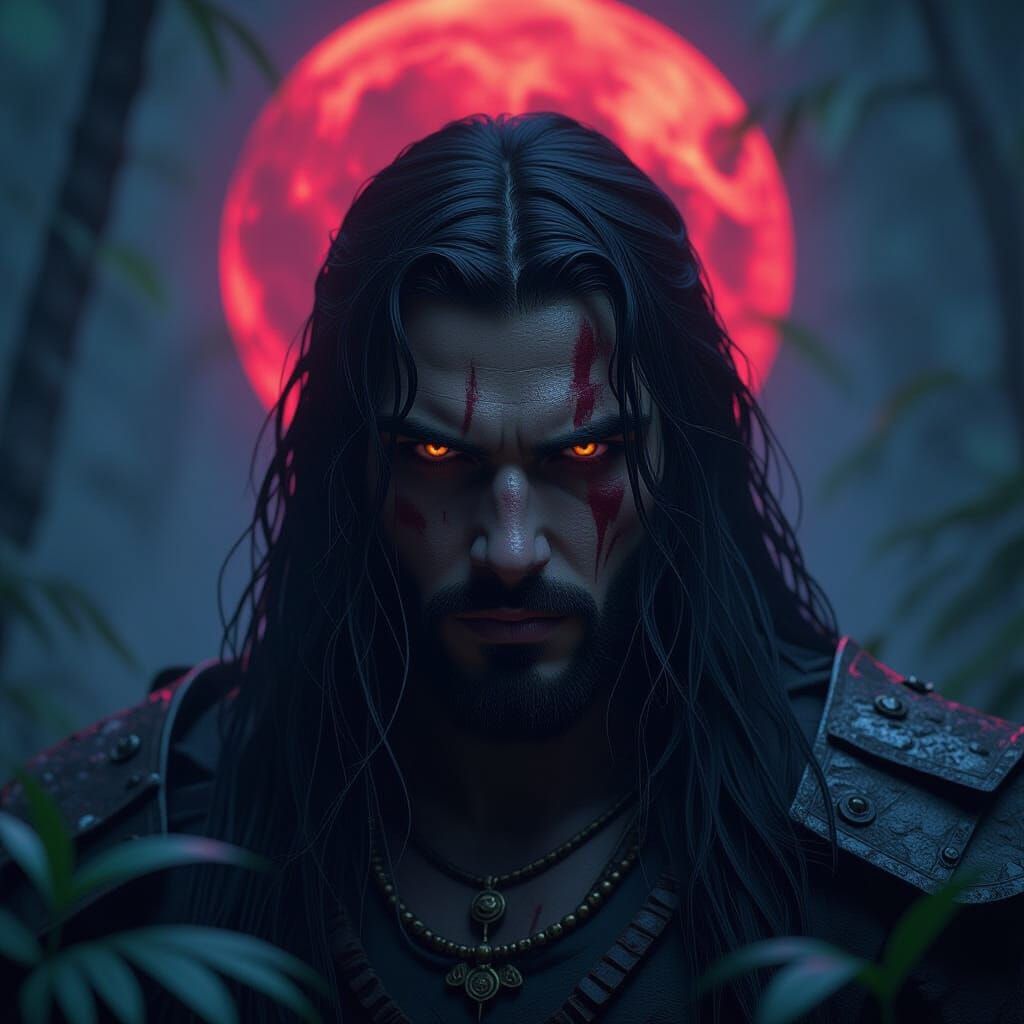 Mystical Jungle Face in Dark Fantasy Style