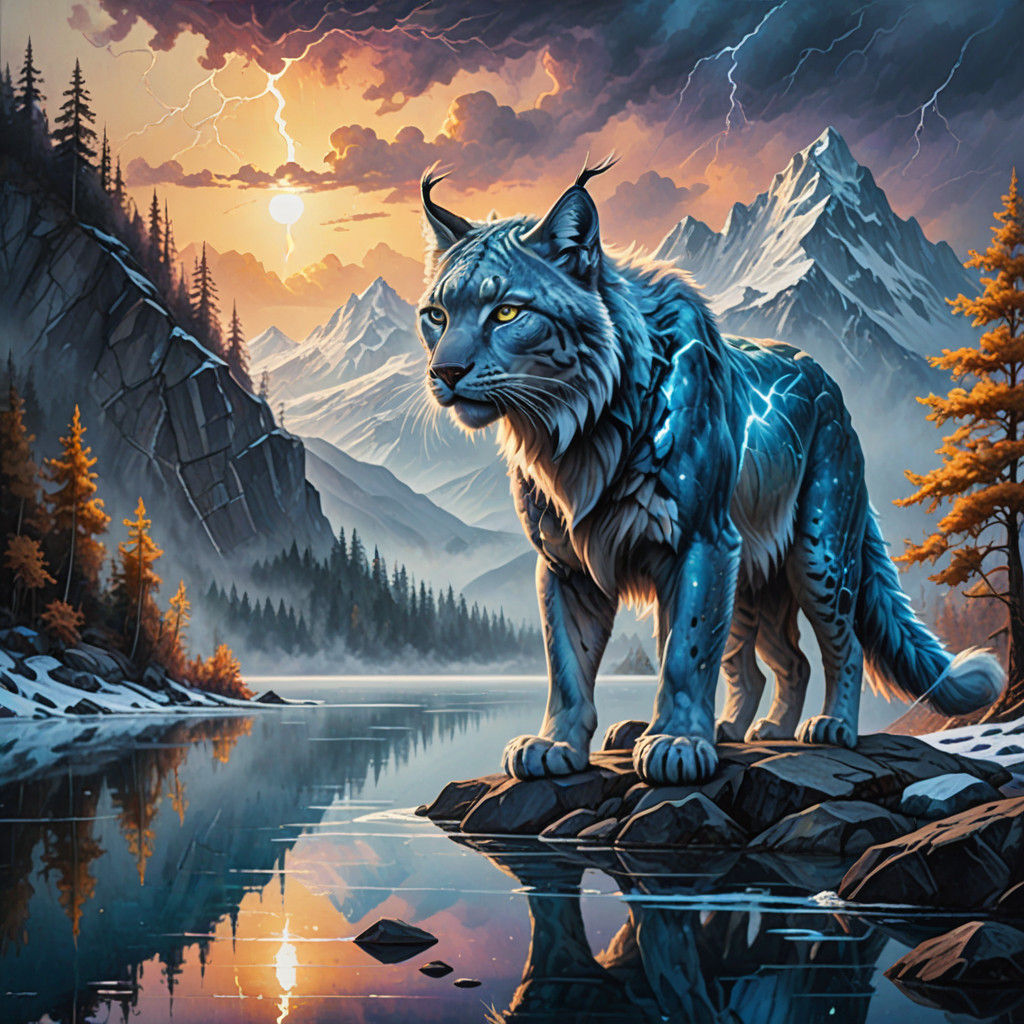 Majestic Lightning Lynx in Golden Hour