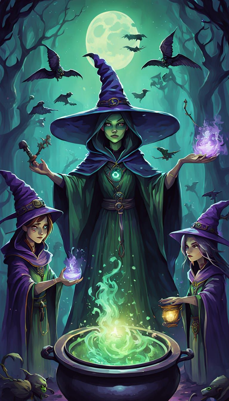 Witches Coven Welcomes New Members Casting Spells