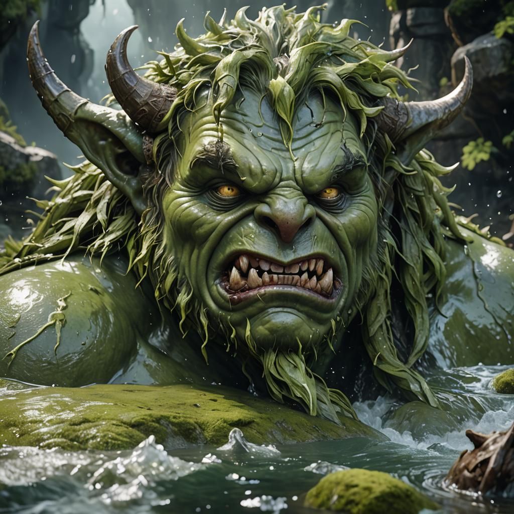 Ogre's Face Emerging From Frozen Water