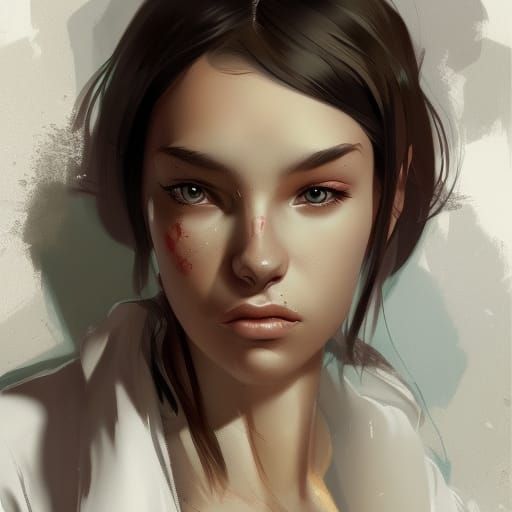 Muscular College Girl Portrait in Digital Art Style
