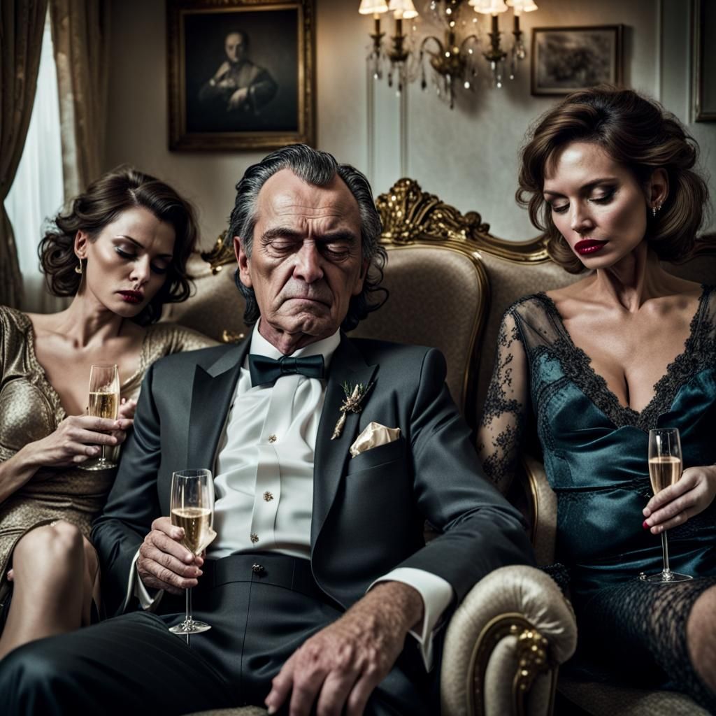 Man Sleeps Between Angry Women: Portrait Photography