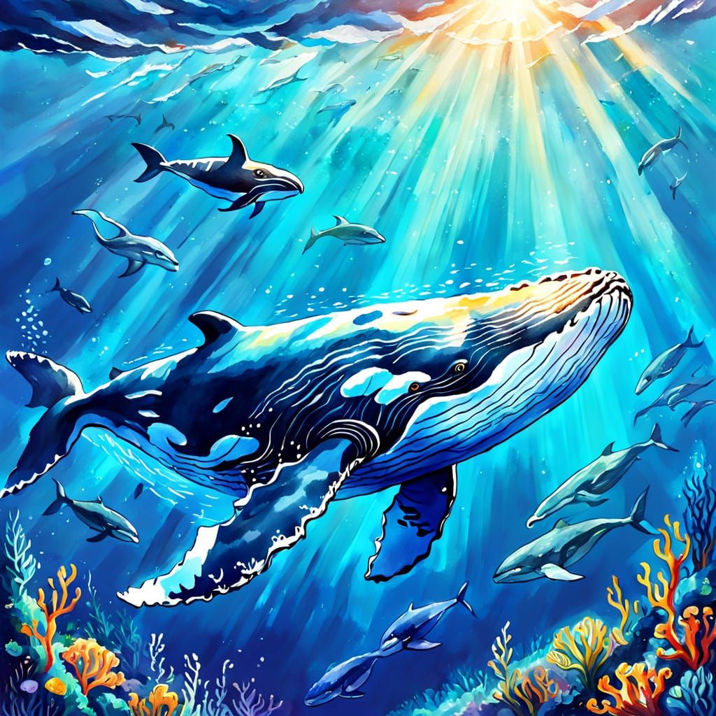 Epic Oceanic Masterpiece Depicts Whale in Gouache Style