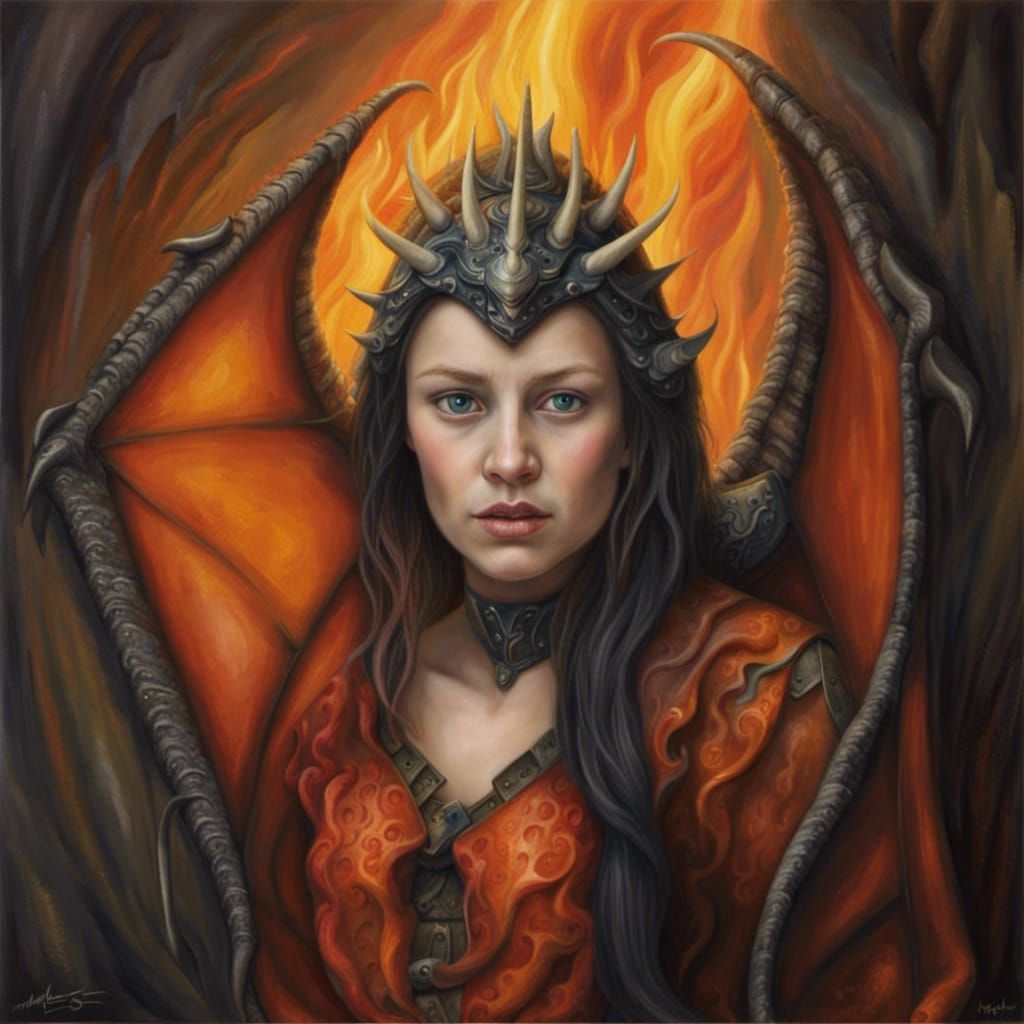 Gothic Fairytale Dragon in Oil Painting Style