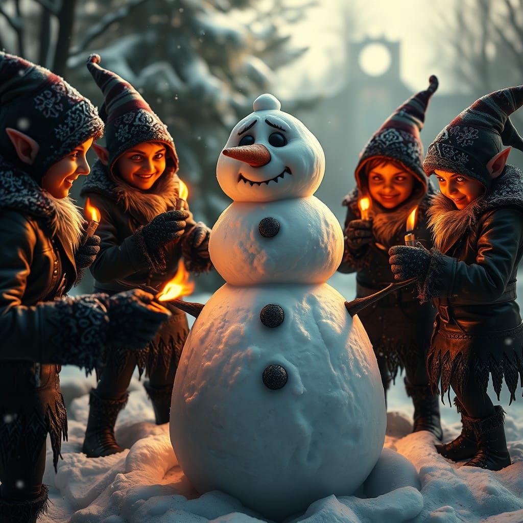 Tormented Snowman in a Winter Wonderland of Flame