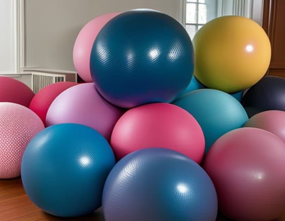 Yoga Balls Stacked in a Room