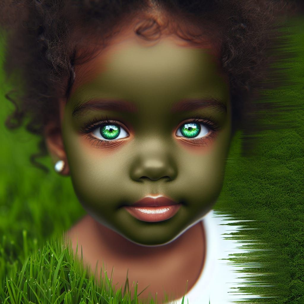 Abstract Portrait of Child with Green Eyes