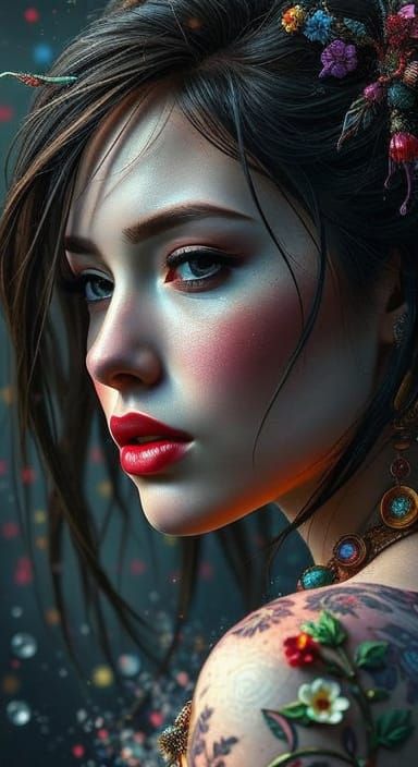 Vibrant Oil Painting of a Woman in Golden Hour