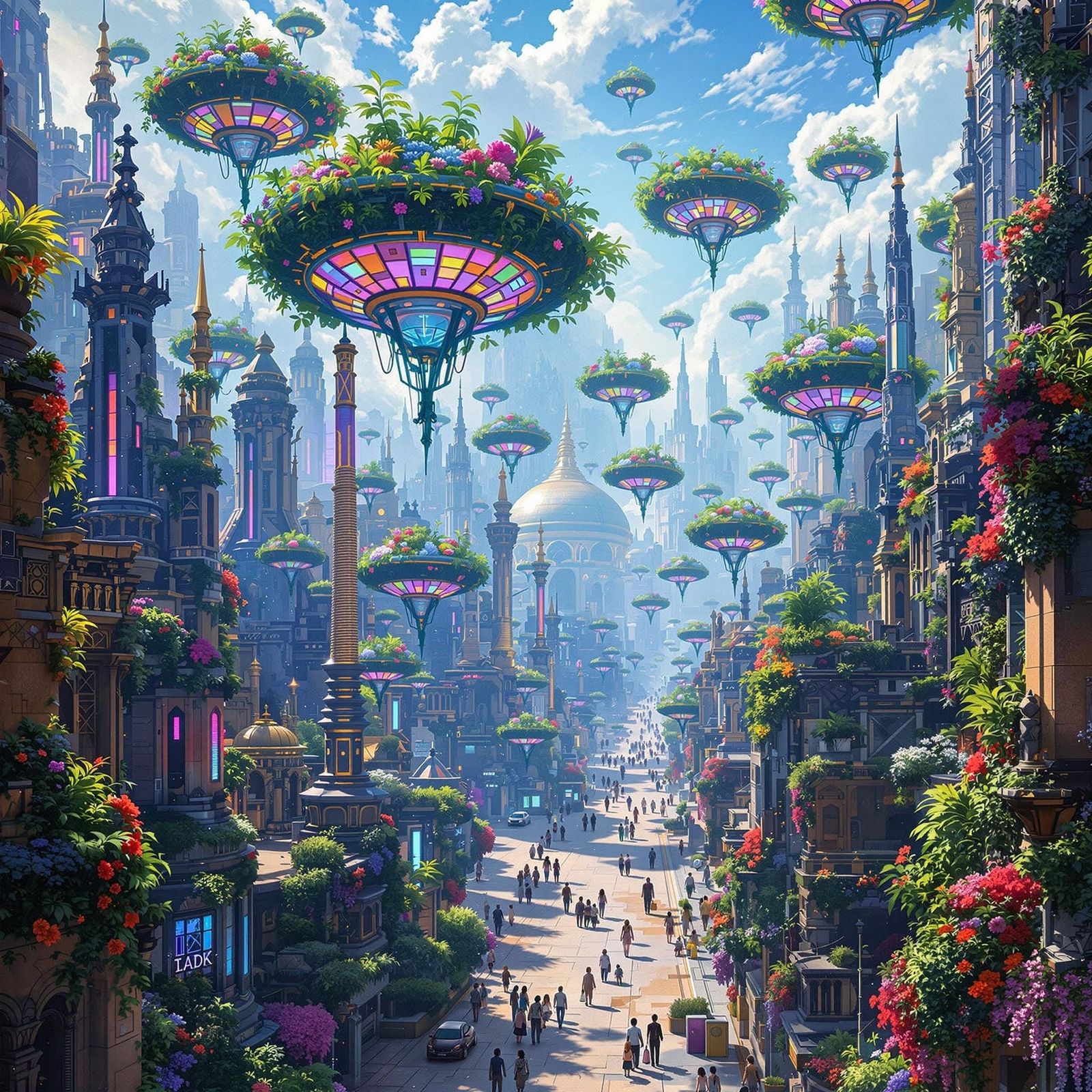 Surreal Future Cityscape Merges Ancient and High-Tech Archit...