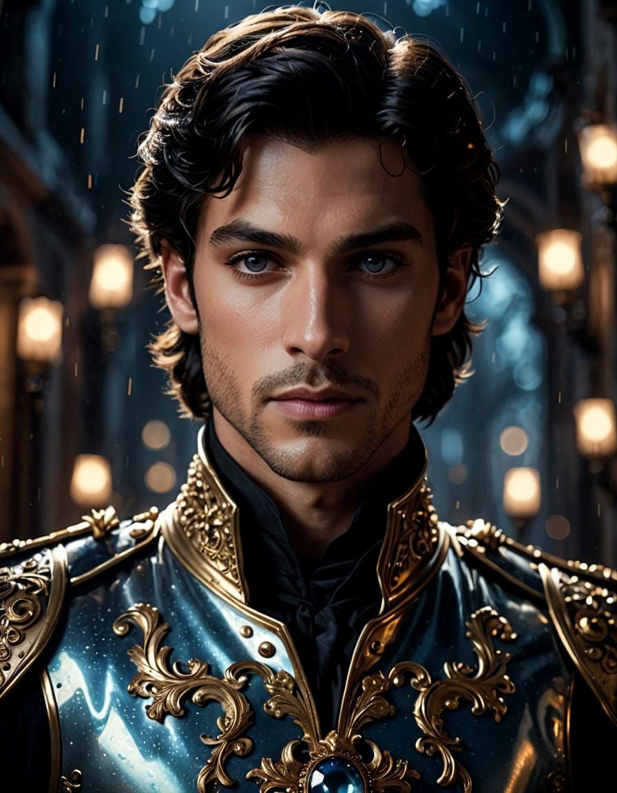 Charismatic Hero in Bioluminescent Fantasy Landscape