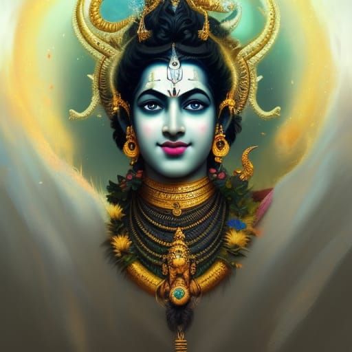 Lord Vishnu/Krishna: Hyperdetailed Artstation Portrait