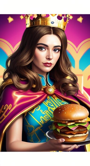 Burger King Goddess in Pop Art Style