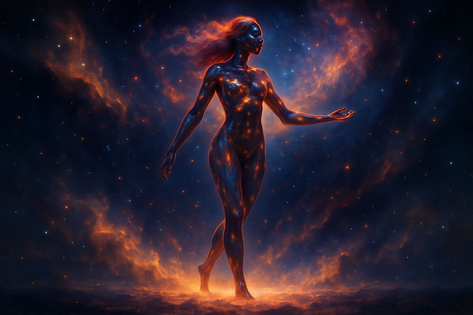 Cosmic Galactic Goddess Striding Across the Universe