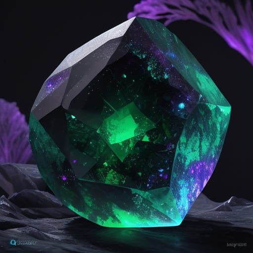 Multifaceted Gemstone Glowing with Iridescent Light