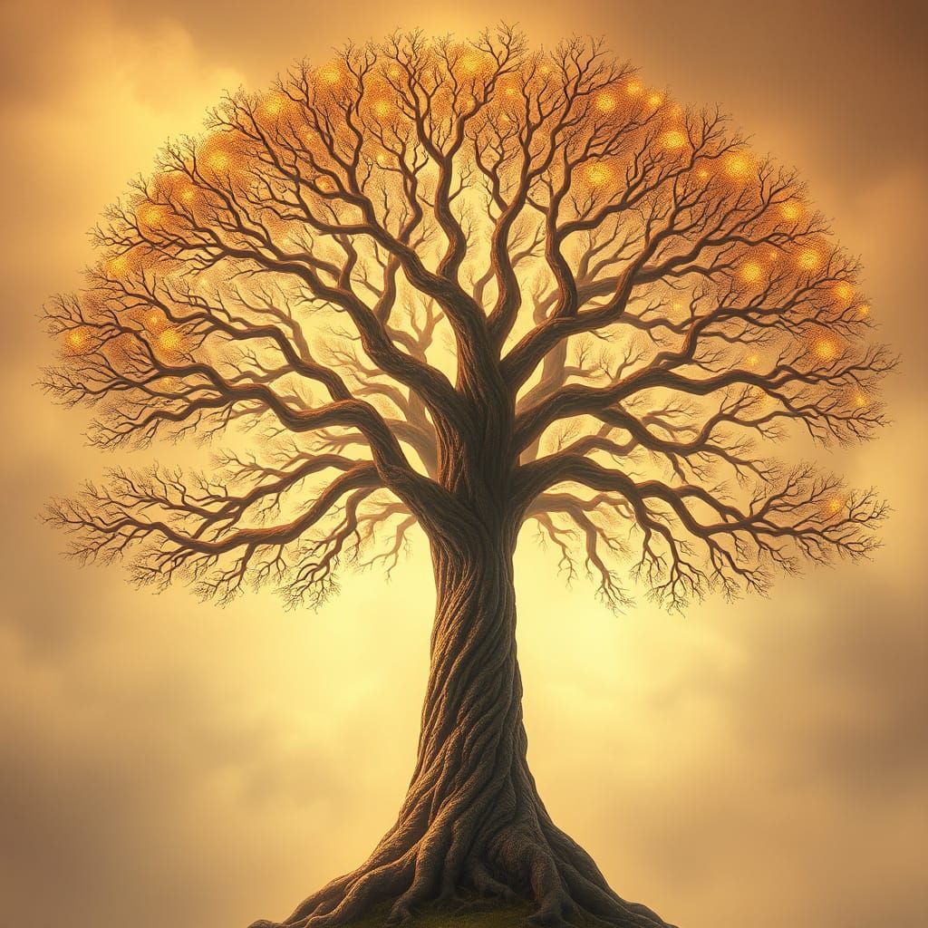 Fractal Tree in Ethereal Fantasy Landscape