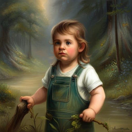 Halfling Hillbilly Druid Portrait in Ethereal Fantasy Style