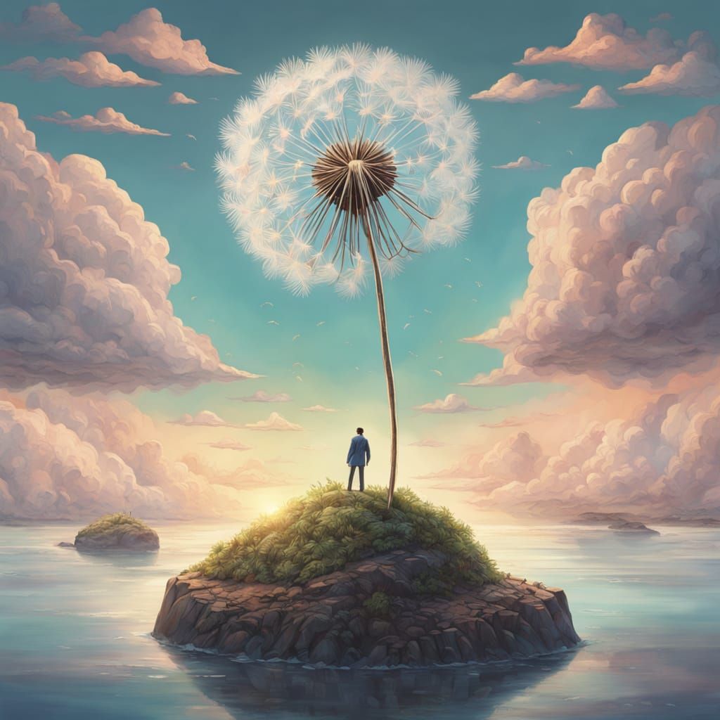 Surreal Floating Islands and Giant Dandelion Seed