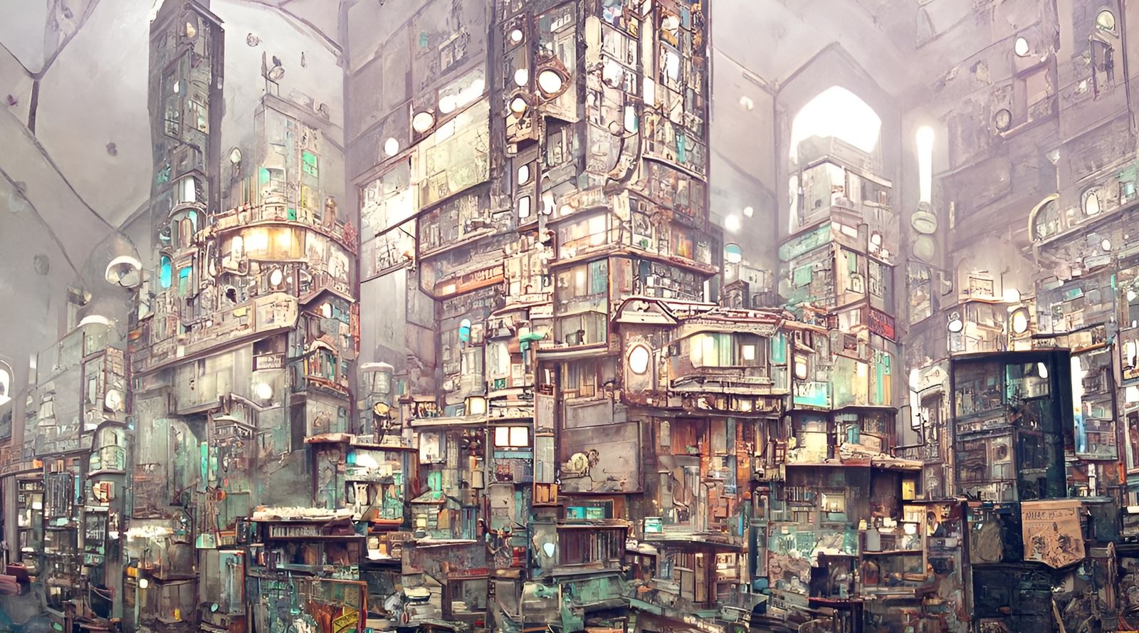 Dystopian Post-Apocalyptic City in Digital Art Style