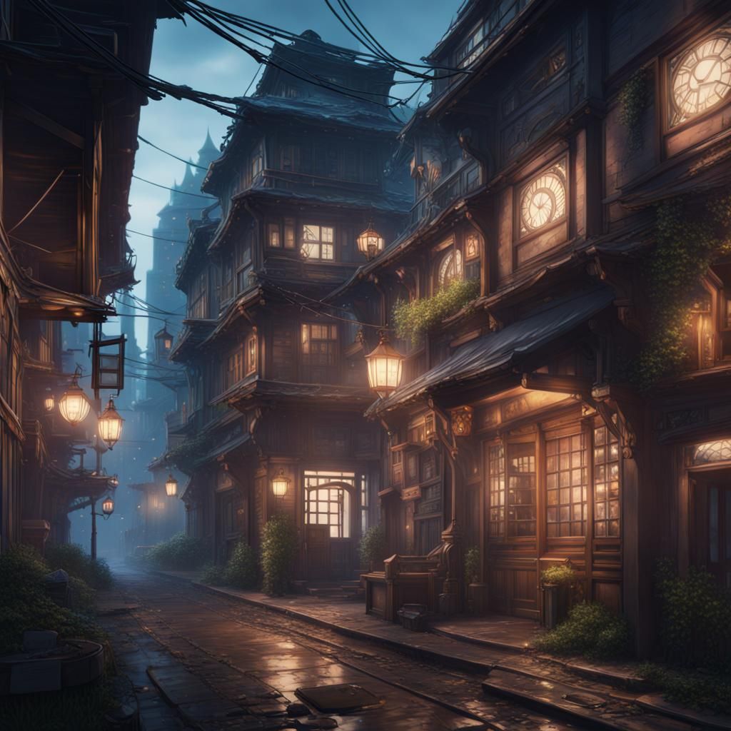 Anime Detective in Detailed Matte Painting