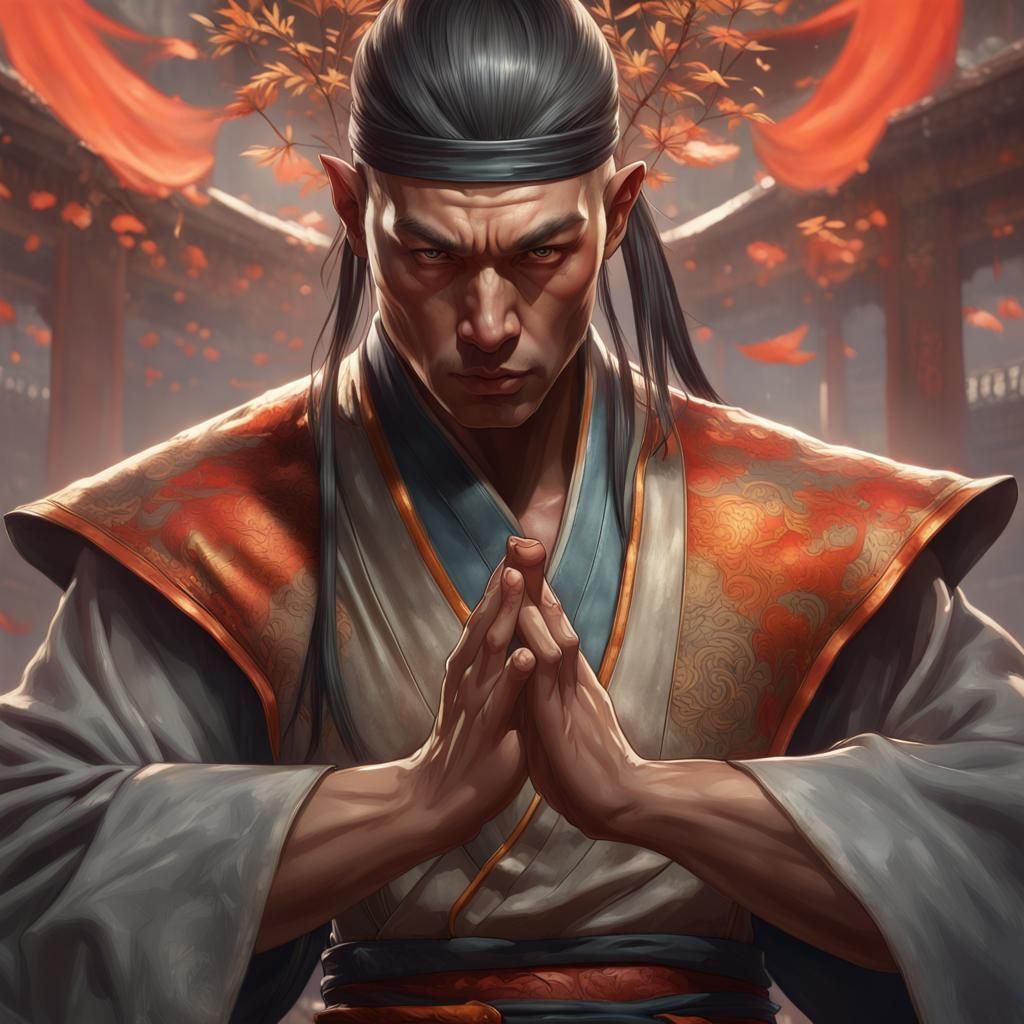 Shaolin Master Meditates: Detailed 8K Portrait