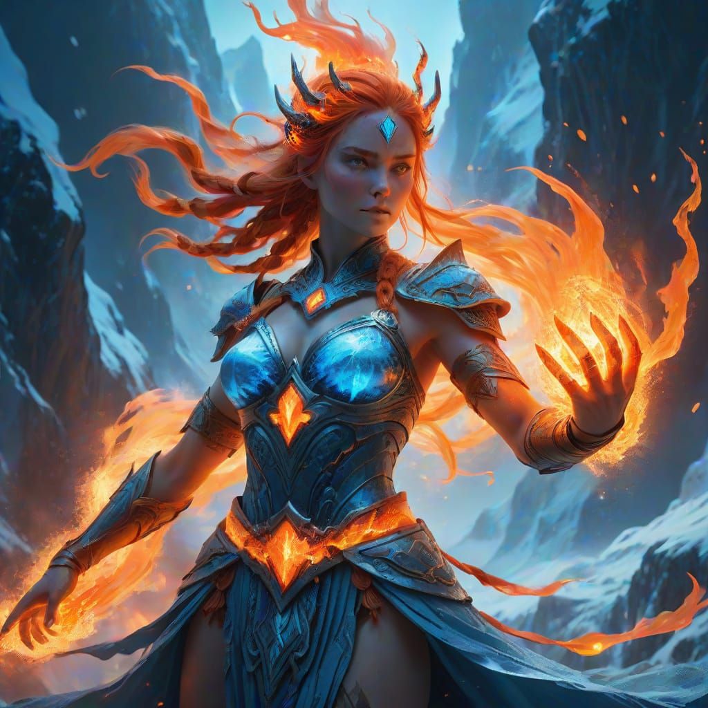 Goddess of Fire and Ice Embodies Elemental Fusion