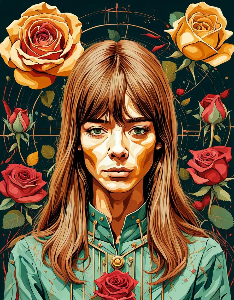 Rose Illustration in Pre-Raphaelite Style