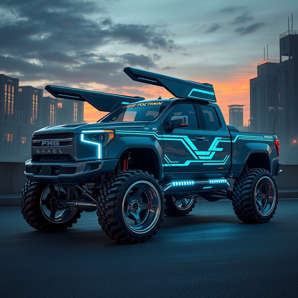 Futuristic Pickup Truck in Sorayama Style