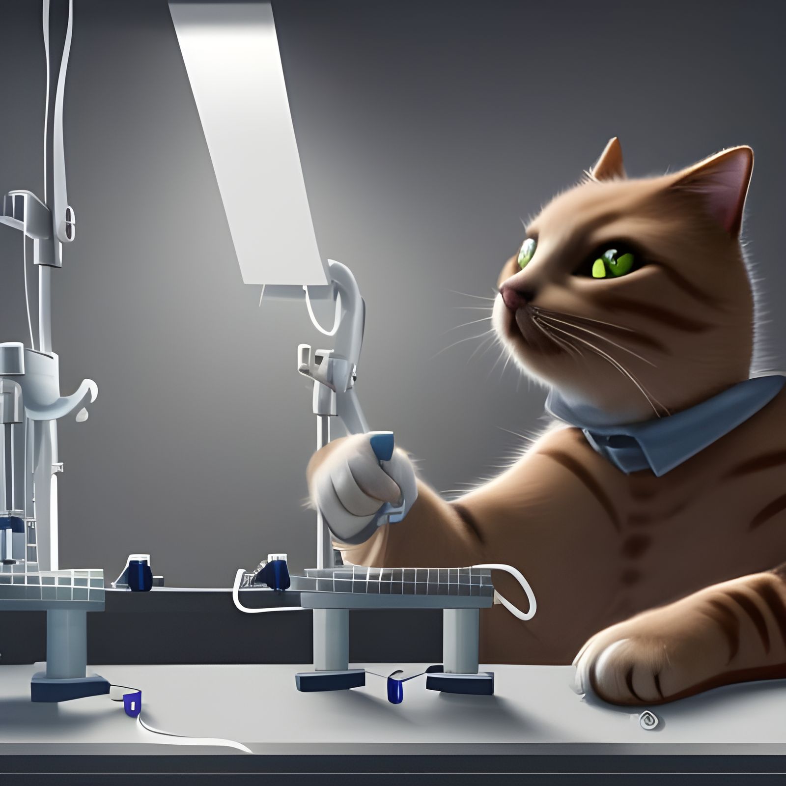 Anthropomorphic Cat Lab Worker Concept Art