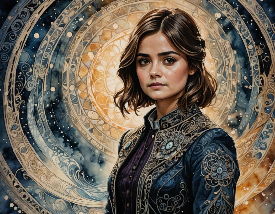 Whimsical Portrait of Clara Oswald in an Ancient Chamber