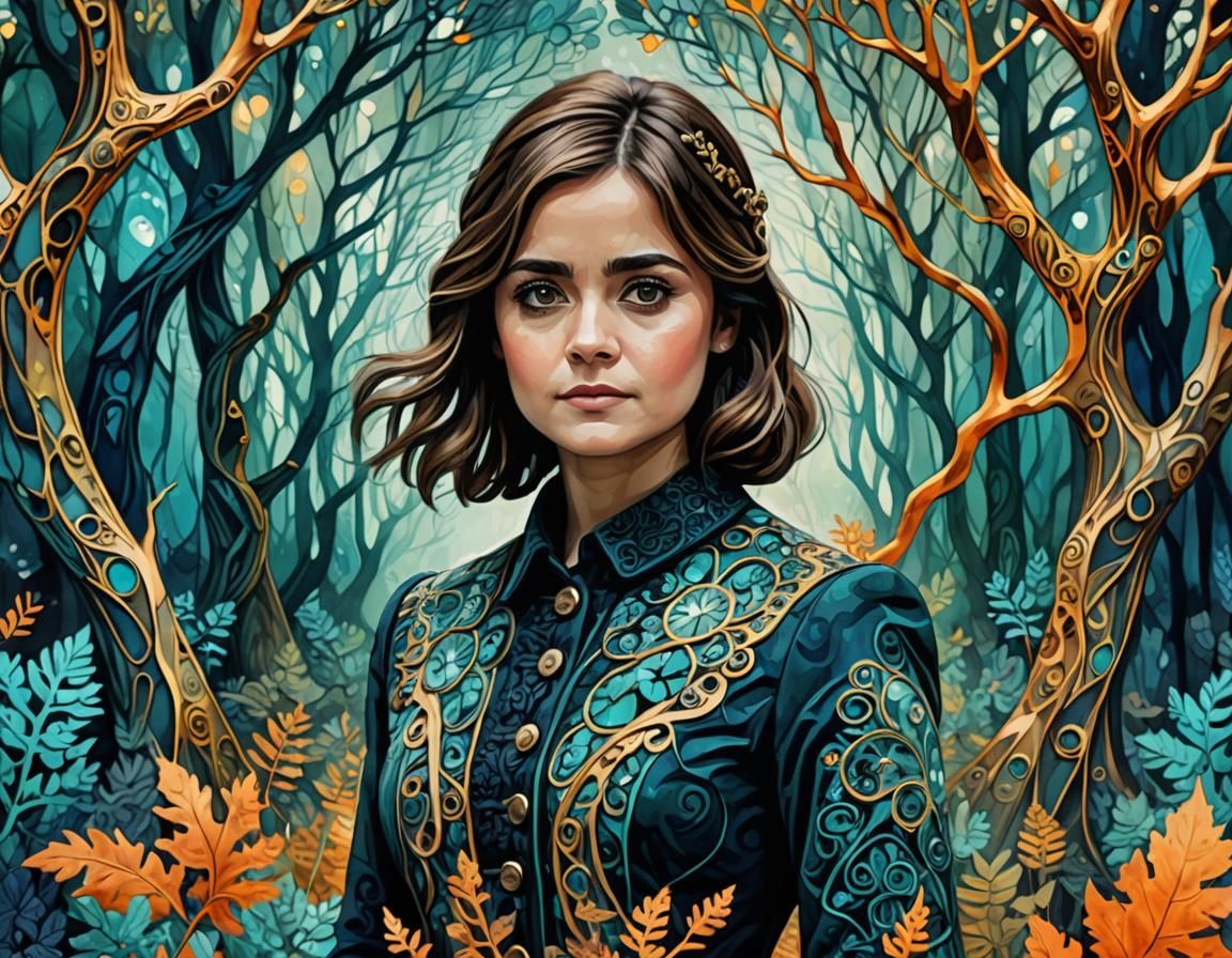 Ethereal Forest Goddess in Vibrant Watercolor