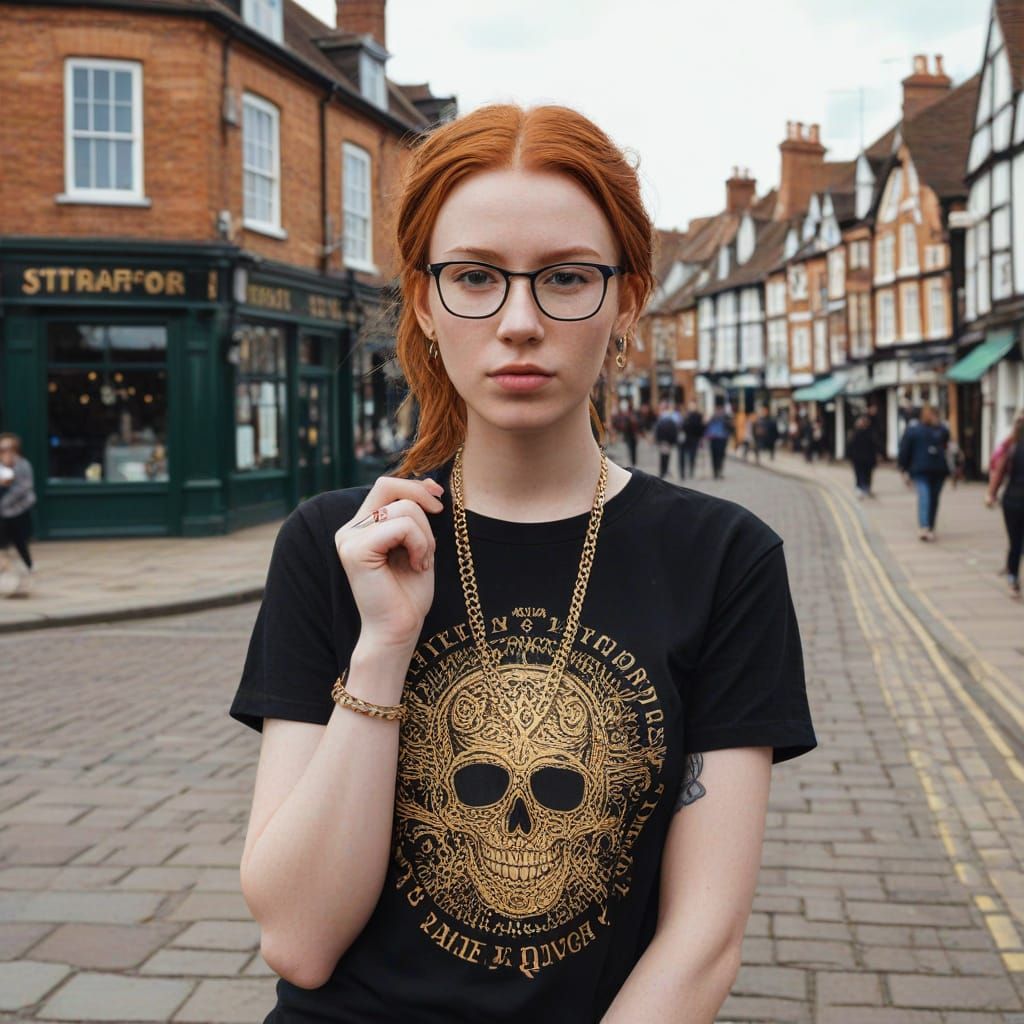 Hyperrealistic Portrait of Young Woman in Stratford-upon-Avo...