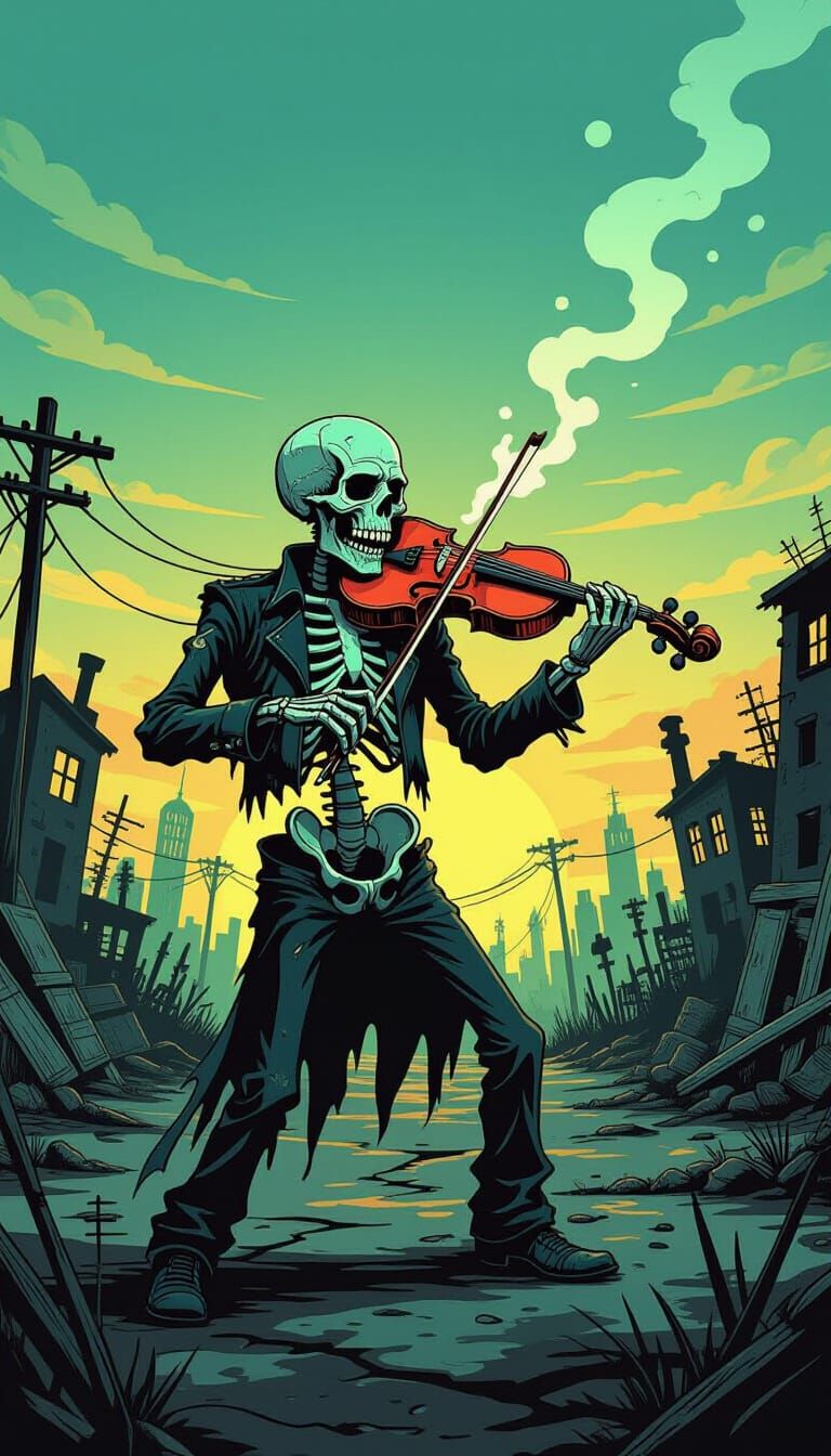 Zombie Musician Plays Spectral Violin in Post-Apocalyptic Tw...